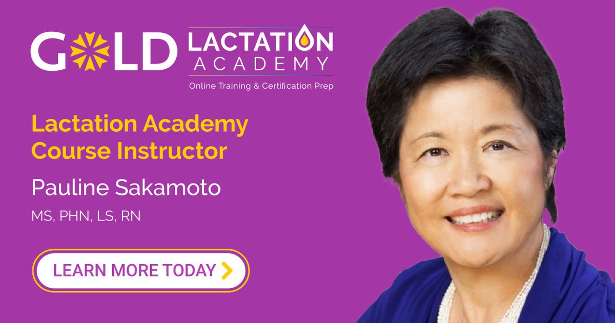 Meet #GOLDLactationAcademy course instructor Pauline Sakamoto, MS, PHN, LS, RN! She joins us for lesson 9E: Resources When Parental Milk Is Not Available: lactationacademy.com/pages/instruct…
#MilkBank #DonorMilk #HumanMilk #breastfeeding #IBCLC