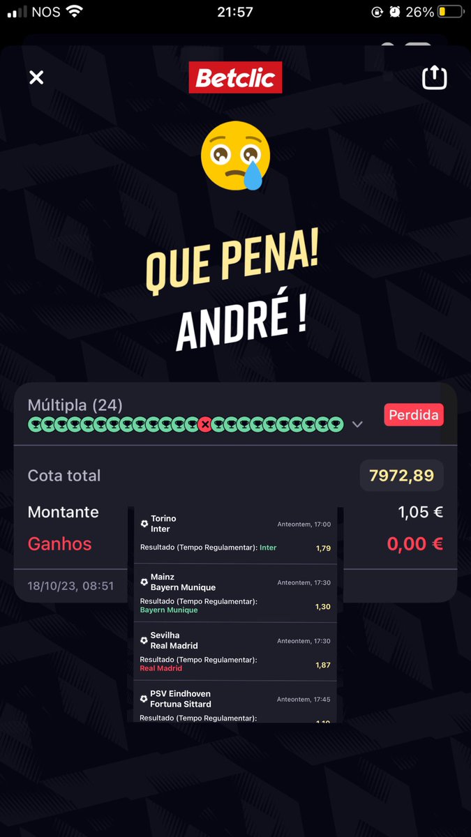 AndreOVinho's tweet photo. Não acredito 😭
@BetclicPortugal https://t.co/q87hNnsFs7