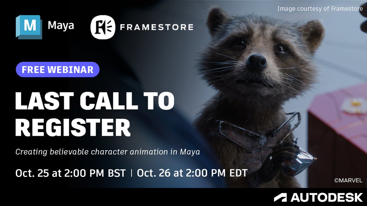 Are you ready for liftoff? 🚀 Don't miss your chance to learn more about the creature and character animation for Guardians of the Galaxy Vol. 3. Sign up for free here: autode.sk/framestore-oct… autode.sk/framestore-oct…