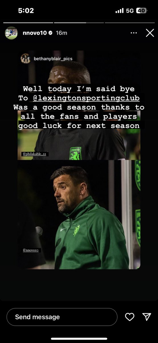 BREAKING⚽️🚨 Per @LexSporting's now former Interim Head Coach Nacho Novo's (@nnovo1010) Instagram story he has 'said bye,' to the club. Novo wishes the club well as it embarks on season number two. @ABC36News #LexGo
