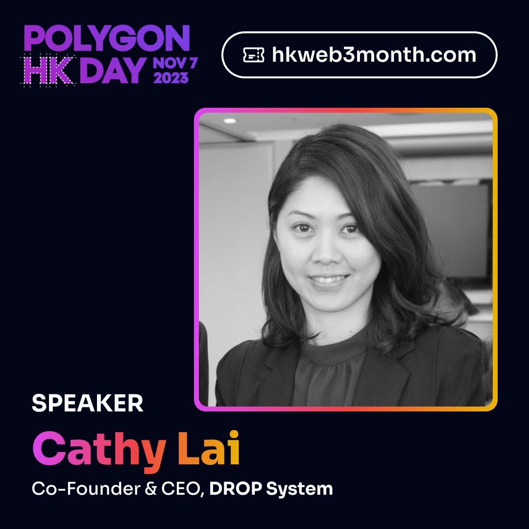 #HKWeb3Month Polygon HK Day Speaker 
Cathy <a href="/dropsystem_io/">dropsystem</a> 

🎟️ Free hkweb3month.com/tickets

An objective of DROP System is to build seamless UX for daily consumer on web3 dApp with NFT as a Service. Real examples of enterprises leveraging DROP to attract and retain loyal members