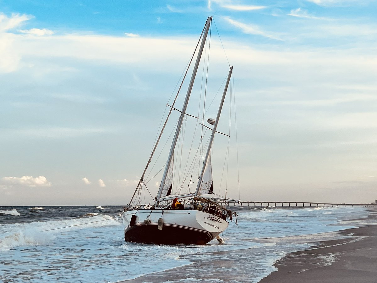 Two unique sightings on our beach within 2 days! #neveradullmoment #lovewhereyoulive #neptunebeach #jaxbeach #saltlife #beachlife #blueangels #sailboatashore P.S. The sailboat’s owner is okay and figuring out how to rescue the boat.