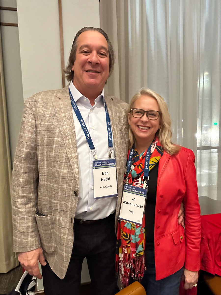 JoHackl's tweet photo. We had a great time at my law school reunion this weekend and Bob decided to change his name tag from “non-alum” to something more fun #supportivespouse https://t.co/EThSrd68kg