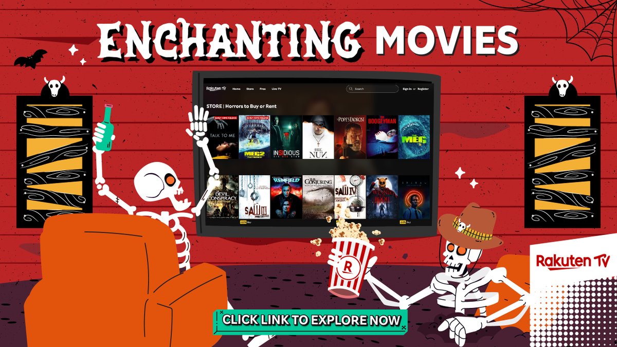 Stream or scream😱? Discover some of the most terrifying #Halloween movies on @RakutenTV 🎃🍿. Watch here👉 bit.ly/46E9uqI @RakutenTV_ES @RakutenTV_FR @RakutenTV_IT @RakutenTV_DE @rakutentv_japan #Halloween2023