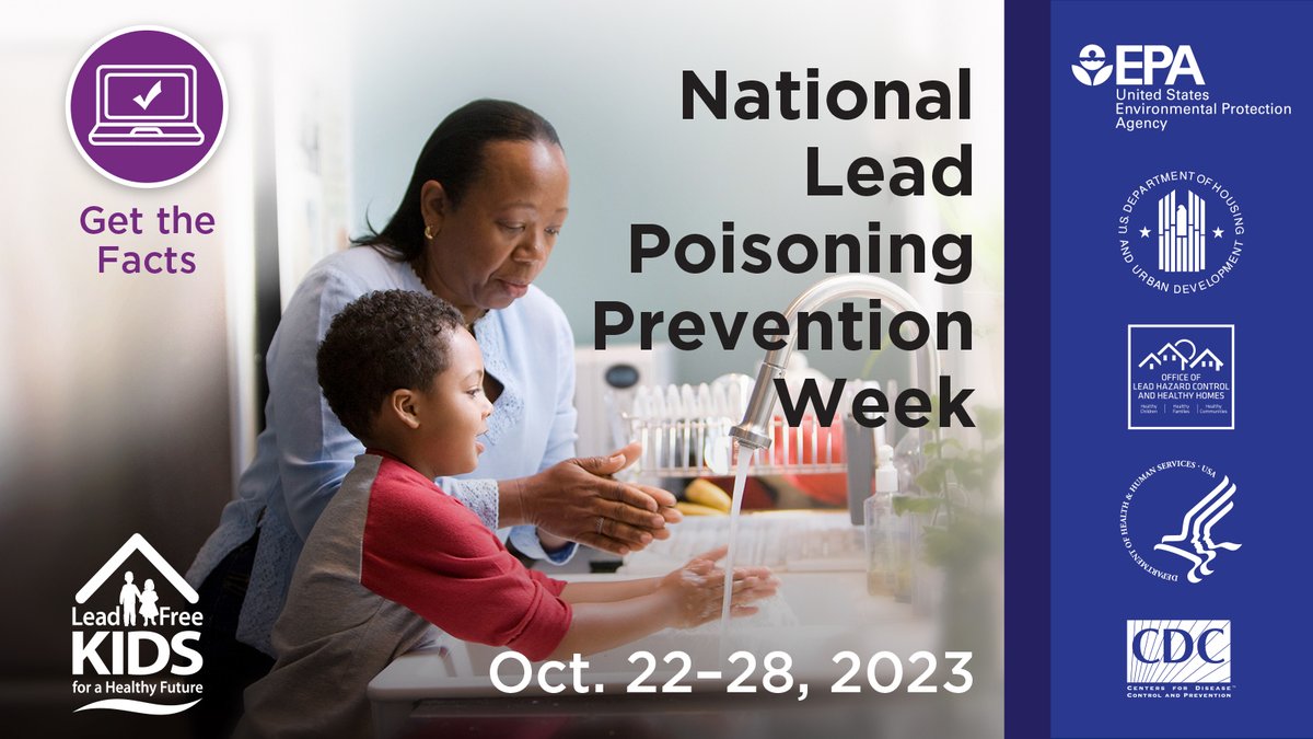 #DYK lead exposure and lead poisoning are preventable? National Lead Poisoning Prevention Week is Oct 23–29. Take action to prevent lead poisoning in children. Get the FAQs: cdc.gov/nceh/lead/faqs… and follow us all week for tips. #NLPPW2023 #LeadFreeKids