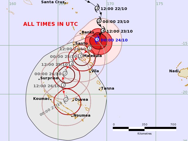 WillWeatherRVA's tweet photo. #Lola (#01P) remains a formidable Category 5 (Australian scale) tropical cyclone as it continues to approach #Vanuatu. Conditions are likely to deteriorate rapidly across the islands during the next several hours. https://t.co/J2ULL2ad0F