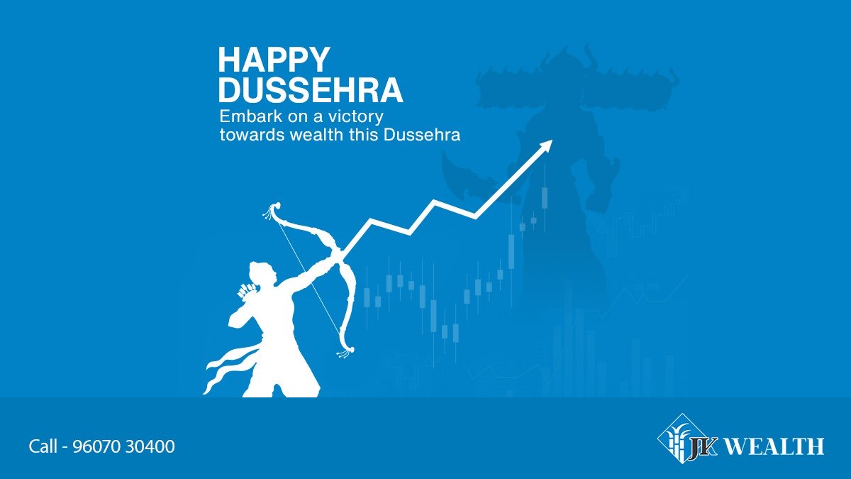 JkWealth's tweet photo. May the auspicious occasion of Dussehra bring you the wealth of happiness, prosperity, and success in abundance. Happy Dussehra! 

#happydussehra #dussehra #dussehracelebrations #dussehragreetings #dussehravibes #festivevibes #jkwealth https://t.co/n9XE1e07Ym