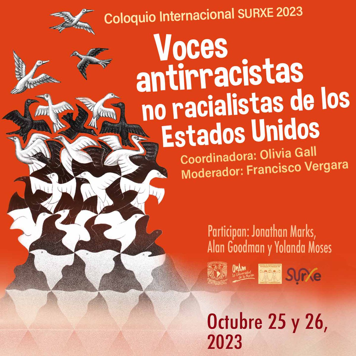 surxeunam's tweet photo. ESTE MIÉRCOLES Y JUEVES 
Conferencias de Jonathan Marks, Alan Goodman y Yolanda Moses: “Voces antirracistas no racialistas de los Estados Unidos”

Regístrate: https://t.co/LwLbTDuuVd
*Constancias a quienes asistan en modalidad presencial

+info: surxe.secretariatecnica@gmail.com https://t.co/UI1HQNAeUZ