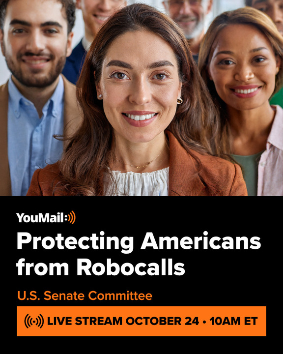 youmail's tweet image. We're excited to share that Mike Rudolph, our Chief Technology Officer, will be a witness at the "Protecting Americans from Robocalls" hearing by the U. S. Senate Committee tomorrow, October 24th at 10am ET. ow.ly/eYsx50PZuHJ #Robocalls #RobocallHearing #YouMail