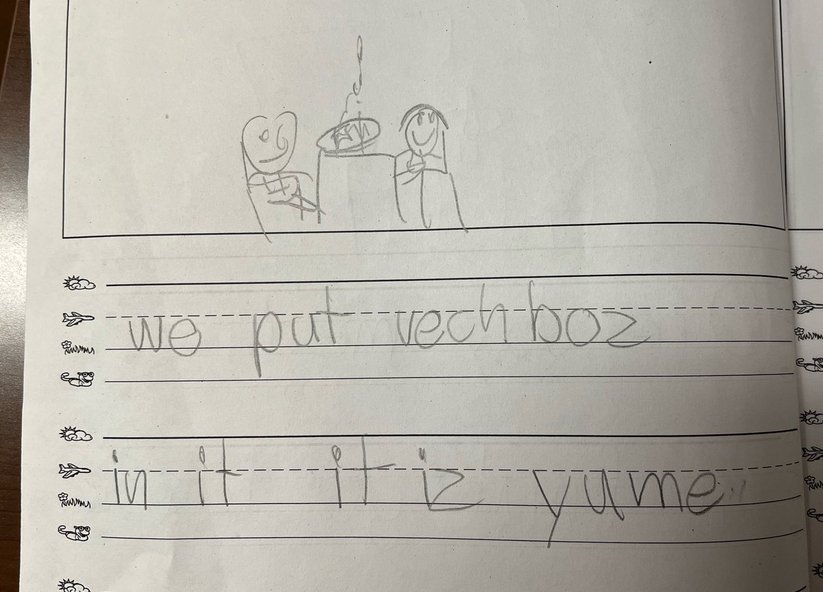 10 points if you can read what my first grade student did 😊#teachersoftwitter