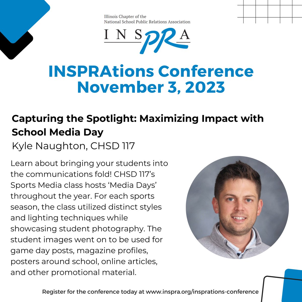 Learn how Kyle's Sports Media class maximized their Media Day impact and used the portraits for Game Day posts, magazine profiles, posters around school, online articles, and other promotional material.

Sign up for the INSPRAtions conference today: inspra.org/insprations-co…