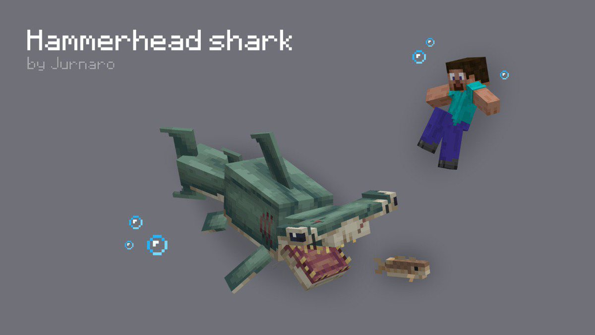 Hammerhead shark 🦈 🔨 

For YouTube channel SkillSun 
youtube.com/SkillSunny

#Minecraft #Minecraftmods #Blockbench #pixelart