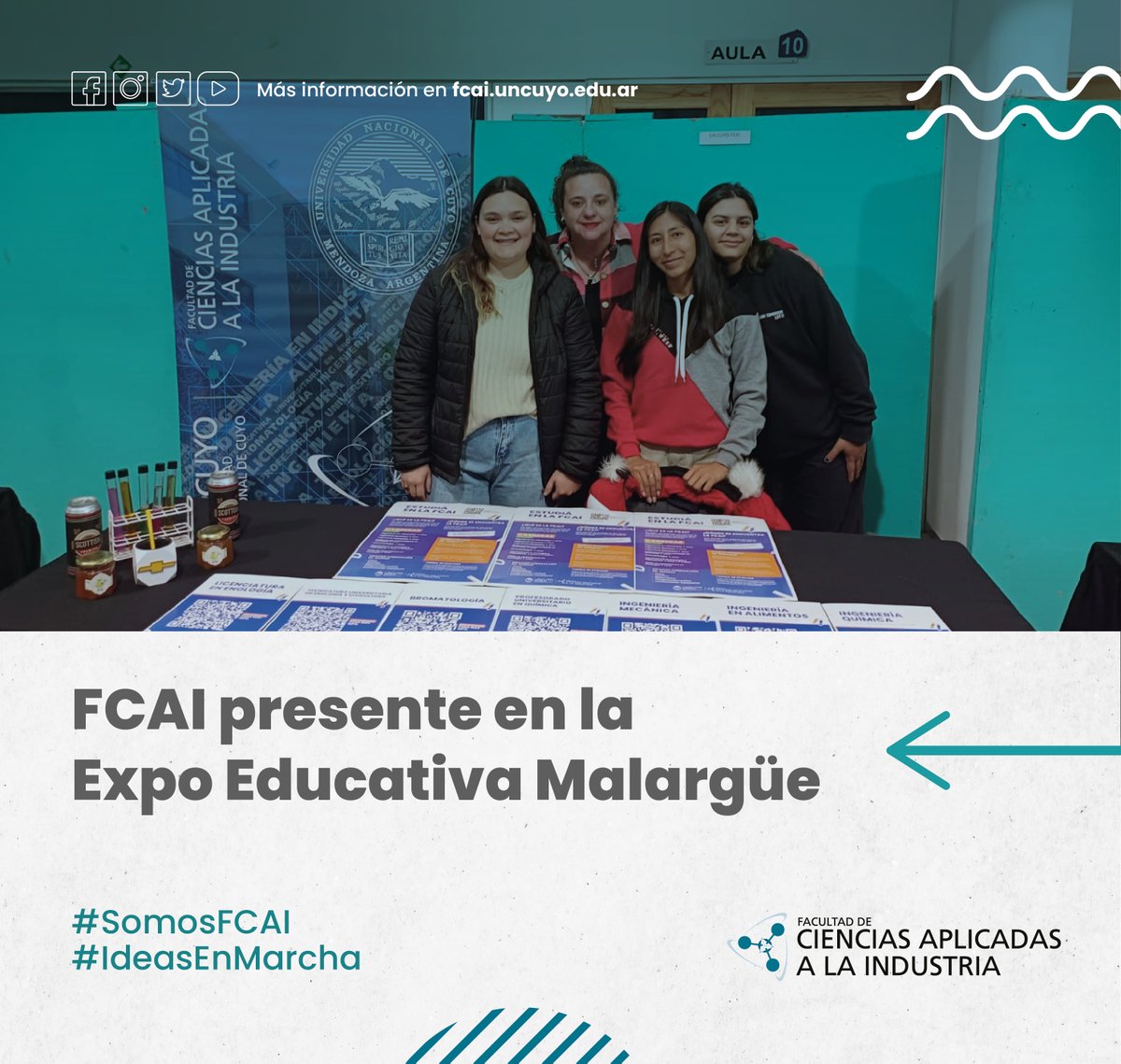 FCAI_UNCuyo's tweet photo. ✅La Facultad de Ciencias Aplicadas a la Industria presente en la Oferta Educativa Nivel Superior de Malargüe.

Se espera la visita de 400 estudiantes de Escuelas secundarias de la zona, dispuestos a conocer la oferta académica del sur mendocino.

#SomosFCAI #IdeasEnMarcha https://t.co/QTQhe4nWKN
