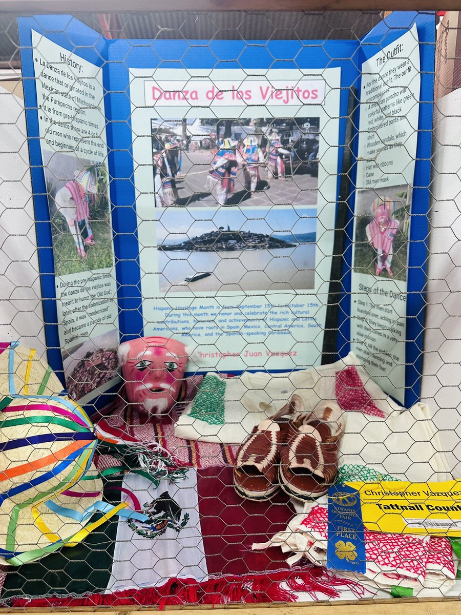 DRCLAUDIAMTZ1's tweet photo. I'm so proud of one of my students who excelled in 4-H! He created an impressive fair booth featuring "La Danza De Los Viejitos" and showcased his dancing skills at the Tattnall Hispanic Heritage Celebration. 🌟🕺 #ntmsmultilingualprogram #TheWarriorWay https://t.co/GeqHdDNeRT