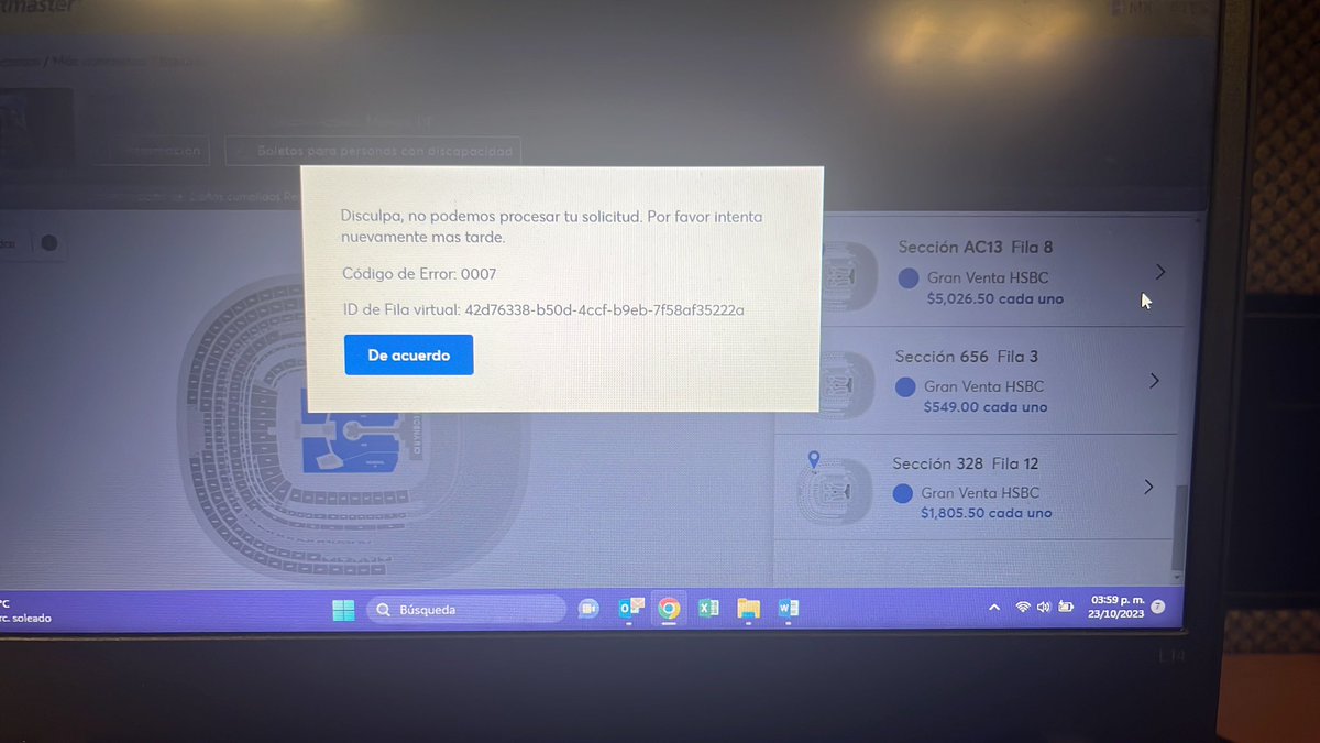 es_breen's tweet photo. Dos horas esperando en la fila virtual para que @Ticketmaster_Me haga lo de siempre. https://t.co/TsPipbLGaV