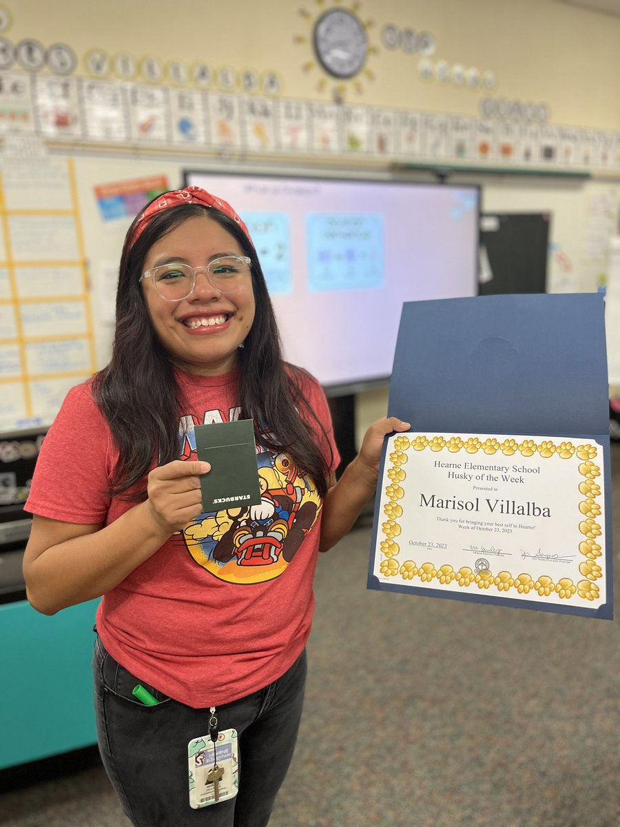 Congratulations to our Husky of the Week, Mrs. Villalba! Thank you for bringing your best self to Hearne every day! We appreciate you. #HuskiesLEAD