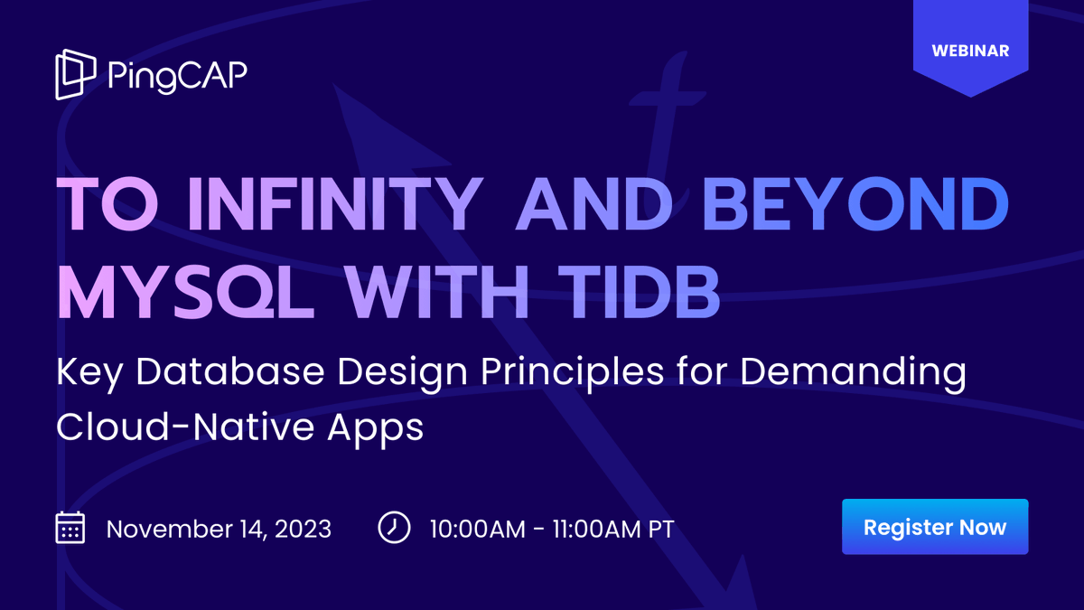 AdrienneK615's tweet image. Join us on November 14th, 2023 for a live tech talk with PingCAP Technology Evangelist Li Shen. Discover the key design principles behind #TiDB, as it evolves to meet the demands of distributed cloud-native applications.
#DatabaseEvolution #TechTalk app.marketbeam.io/u/SEuKOn