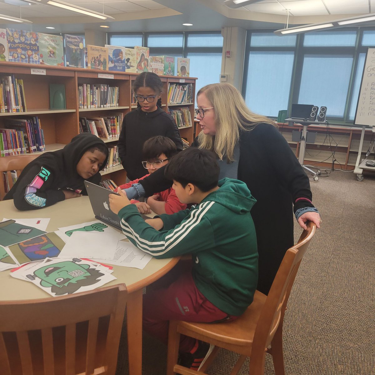 techdirSCCSD's tweet image. Our 6th graders were "LOCKSTARS" during Library with Ms. Mason today as they worked through math and science puzzles to help Frankenstein break out! #breakoutedu #clipperpride