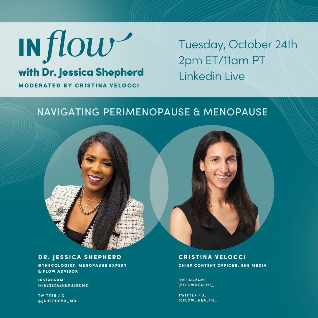 BlogHer (@blogher) on Twitter photo Join @flow_health_ for In Flow with OB/GYN & Flow Advisor, Dr. <a href="/JShepherd_MD/">Jessica Shepherd, MD, MBA, FACOG</a> moderated by #SHEMedia’s CCO Cristina Velocci on tomorrow, Oct 24 at 2pm ET on Flow's Linkedin page as we explore how to navigate #menopause & #perimenopause.
RSVP: bit.ly/3tKb4Zw
#flowhealth Join @flow_health_ for In Flow with OB/GYN & Flow Advisor, Dr. <a href="/JShepherd_MD/">Jessica Shepherd, MD, MBA, FACOG</a> moderated by #SHEMedia’s CCO Cristina Velocci on tomorrow, Oct 24 at 2pm ET on Flow's Linkedin page as we explore how to navigate #menopause & #perimenopause.
RSVP: bit.ly/3tKb4Zw
#flowhealth