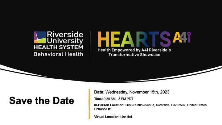 Join us at the HEARTS Symposium Nov15 2023 @A4i_me @CAMHnews co-presenting on our partnership with Riverside Behavioral Health @ruhsbh a4i.hearts.me #mentalhealth #dtx