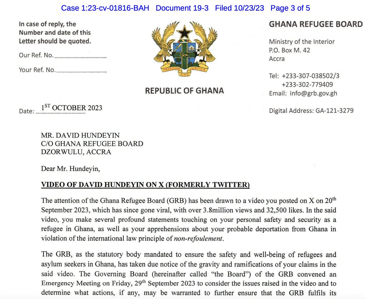 ReneRodrig1142's tweet photo. The full response from the Ghana government was tendered as an exhibit in case anyone wants to read it. https://t.co/VAMMO27ANJ