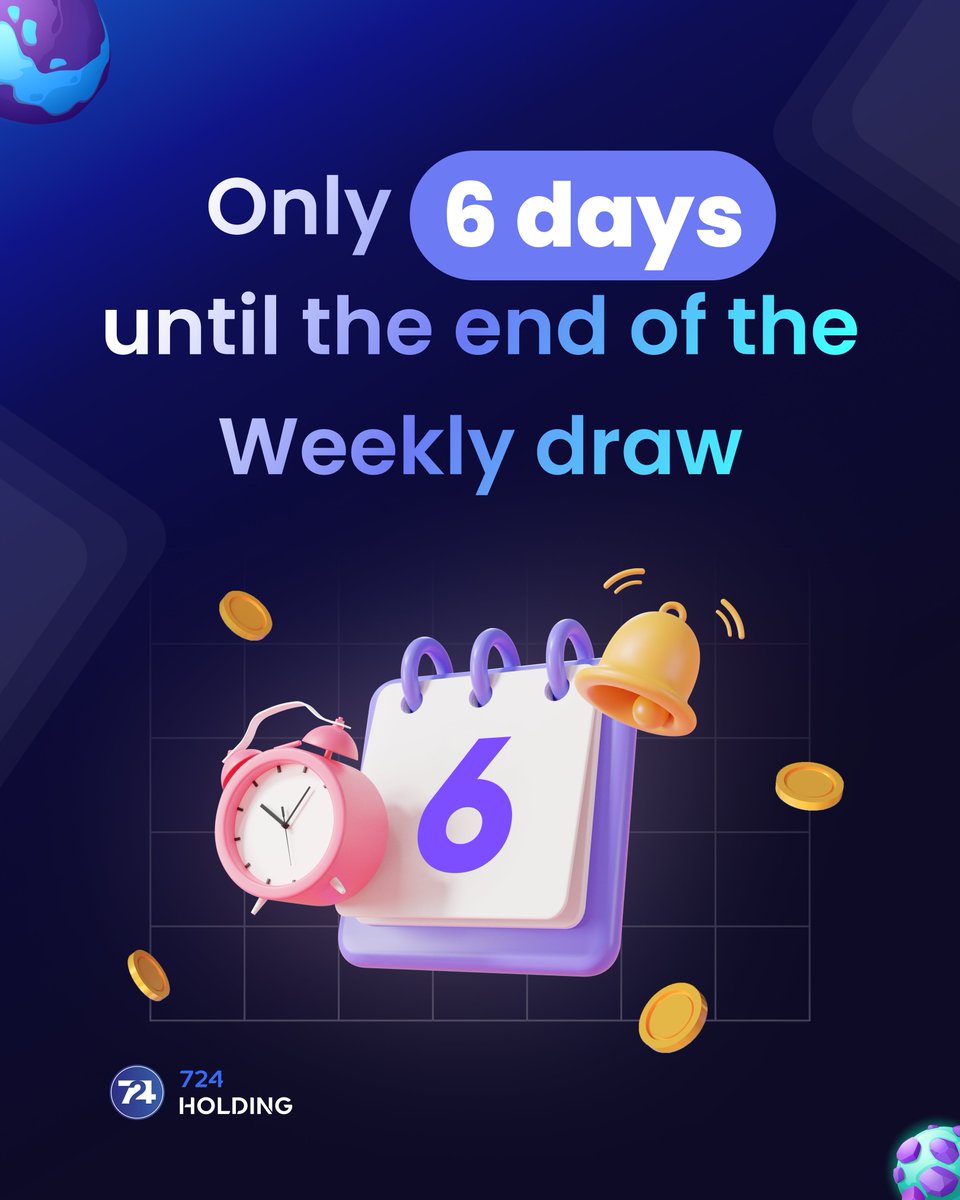 holding724's tweet photo. Only 6 days left until the first cash prize lottery draw on Lottery 724. Exciting changes are coming to our prize distribution! Stay tuned for more details on how we're enhancing your chances to win in every weekly lottery draw https://t.co/uq2C4JThcf