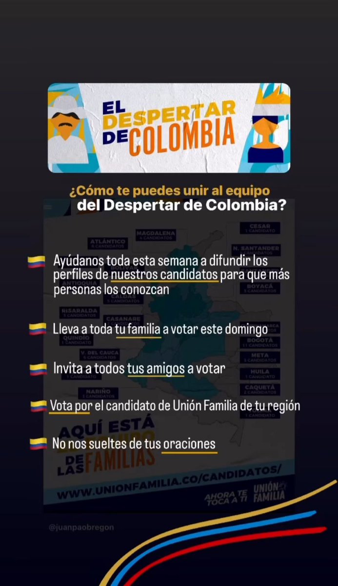 Este sueño lo alcanzamos entre todos. Es el momento de las Familias, Colombia 🇨🇴 #AhoraTeTocaATí 👇🏻 unionfamilia.co/candidatos/