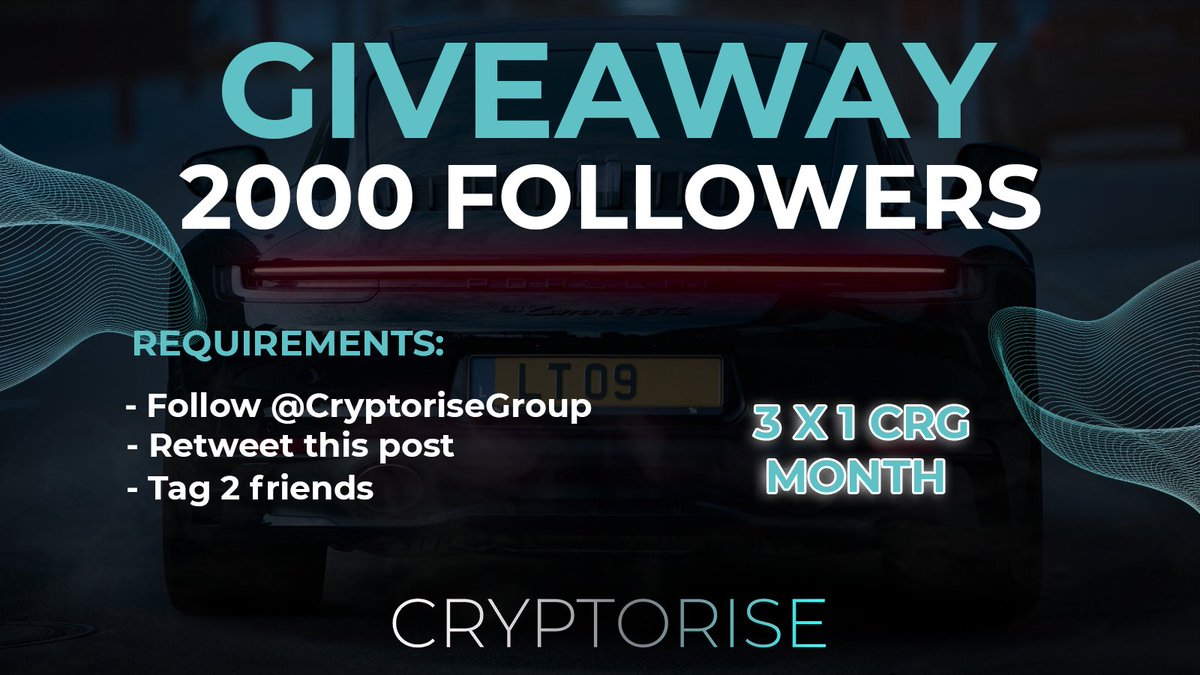 🍀 GIVEAWAY 2'000 FOLLOWERS 🍀

🎁 3 X 1 MONTH SUBSCRIPTION CRYPTORISE

📌 Requirements:

👉 Follow <a href="/CryptoRiseGroup/">CRG Trading</a> 
👉 Retweet this post
👉 Tag 2 friends

⏰ Ends on 29 October