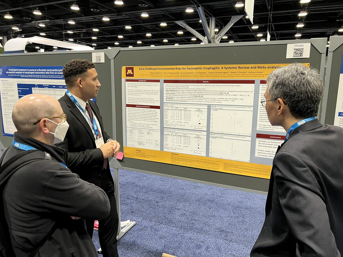 Congratulations @MDelbrune on your Outstanding Poster Presentation Award at @AmCollegeGastro #ACG2023 for your poster Early Childhood Environmental Risk Factors for EoE: A Systemic Review and Meta-analysis @umnmedschool @UMN_GIHep