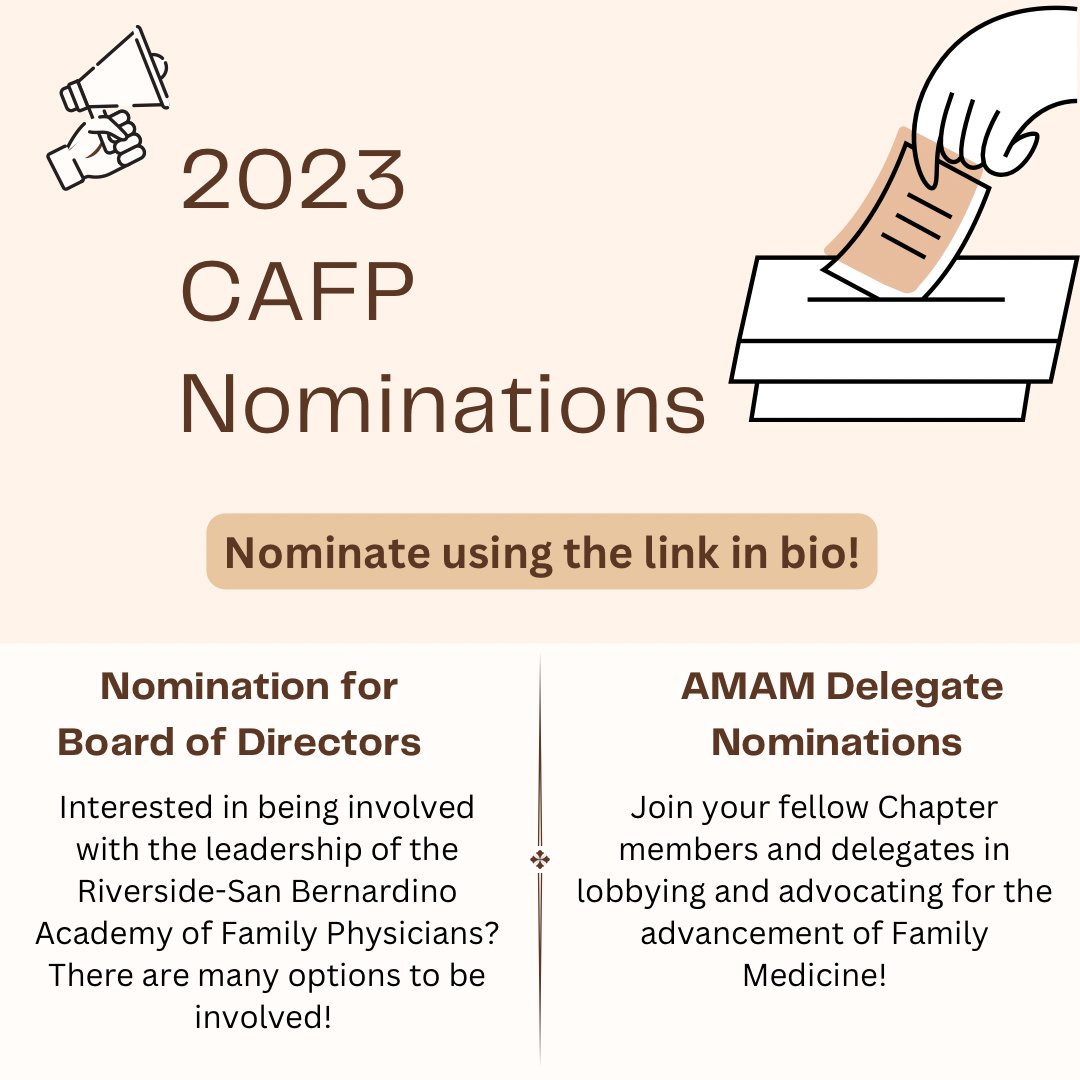 We’ve had a spectacular year advocating and advancing Family Medicine 🤗 Join your fellow CAFP chapter members to celebrate together! 
RSVP today to join us as we recap our accomplishments, elect officers, have dinner, and receive free CME credit! ✨ 
Link in bio to register!