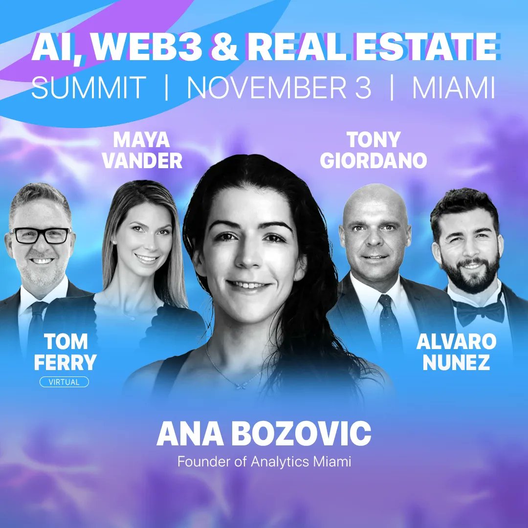 ana_analytics_'s tweet photo. Join me on November 3rd for one of the most influential tech events in the real estate industry: the AI, Web3, and Real Estate Summit! @PropyInc

Discover the latest trends and learn how to harness these cutting-edge technologies for the largest asset class in the world for your success – today and in the future.

￼Miami, Florida

￼ November 3rd

Claim your exclusive 20% discount by using my code Ana20 at:

https://t.co/Y4OGxHZRQH

The event is most useful for:

￼ Real estate professionals and investors who want to increase their knowledge about the newest technologies and evolving trends from top leaders in AI and Web3.

￼ AI/Web3/Real Estate/RWAs enthusiasts seeking new opportunities and connections.

￼ Founders, venture capitalists, family offices, and technologists who want to impact or create new products and tools to revolutionize this burgeoning industry.

If you are one of them, then this SUMMIT IS FOR YOU, and I can't wait to see you there!

Register Now: https://t.co/Y4OGxHZRQH

#summit #events #AI #realestate #blockchain #artificialintelligence #realestateinvesting #investmentproperty #investment #BlockchainRealEstate #RealEstateTech"