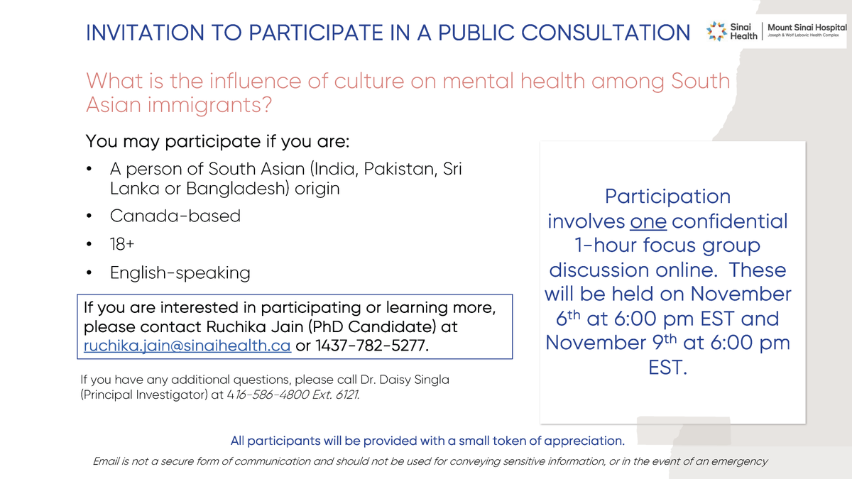 farooqnaeem7's tweet photo. Please share. Public consultation meeting on mental health among South Asian immigrants in Canada @DrKhan_do https://t.co/8G4oqSYvOO