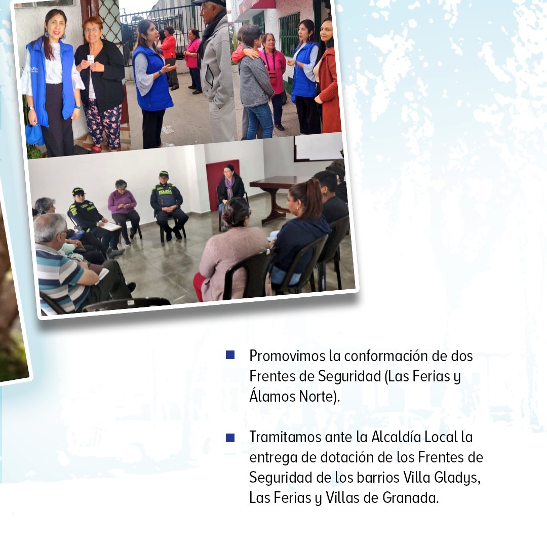 LinaPinzonAr's tweet photo. 𝗦𝗲𝗴𝘂𝗿𝗶𝗱𝗮𝗱 | #Engativá 

La inseguridad es uno de los temas de mayor preocupación en la localidad.

Por eso hemos promovido estrategias, para lograr la coordinación de la comunidad y entidades locales, y así tener espacios más seguros. ✅

#TodosUnidosPorEngativá https://t.co/j5NYcozPJC
