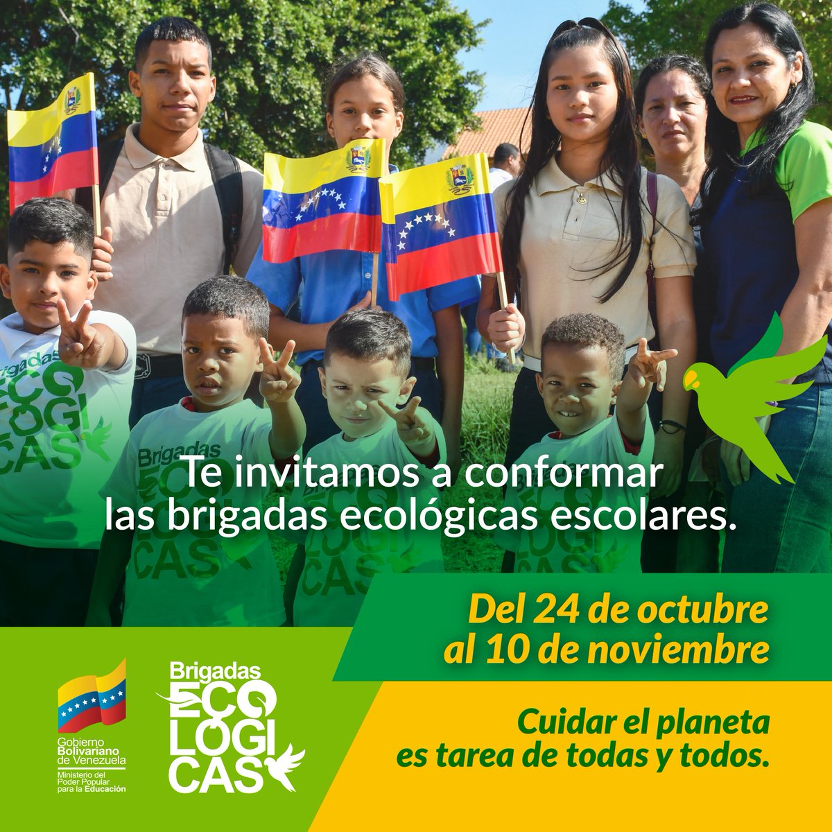 ¡Juntos/as por la vida!

Desde las escuelas de la patria incentivamos la preservación de nuestra madre tierra. Impulsamos la participación de la comunidad educativa para sensibilizar y crear consciencia en el uso adecuado de nuestros recursos naturales.

#5VecesSí
<a href="/NicolasMaduro/">Nicolás Maduro</a>