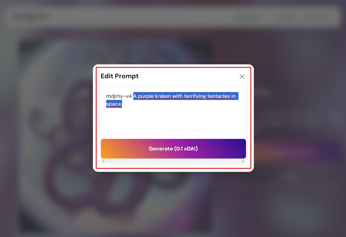 📄Mint:
1️⃣ Visit alpha.tryhologram.art
2️⃣ Connect, sign &amp; use <a href="/gnosischain/">Gnosis Chain</a> 
3️⃣ Edit, change prompt &amp; press generate
4️⃣ Mint your masterpiece!

📌 Submit:
💜 Go to app.flexart.io
🔗 Connect &amp; sign
🖼️ Choose your 2 flexiest AI artworks
🚀 Hit submit and you're in!

2 / 4