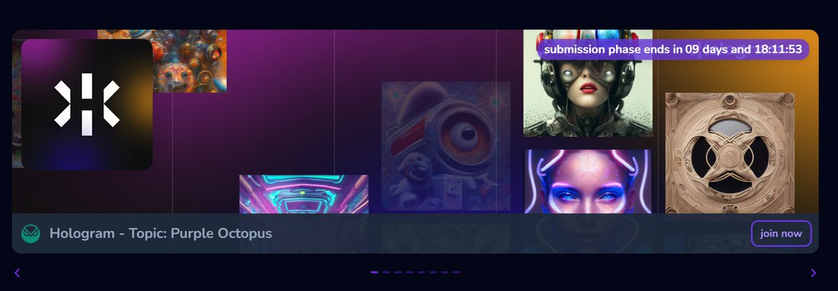 🎨Our AI-ART-Contest with <a href="/tryhologram/">@tryhologram.art </a>  is extended, giving everyone a chance to showcase their AI art skill and win a Tshirt. Create your artwork, and the community will decide its beauty. Topic is #PurpleOctopus, and we've already seen some stunning artworks.

Details 👇

1 / 4