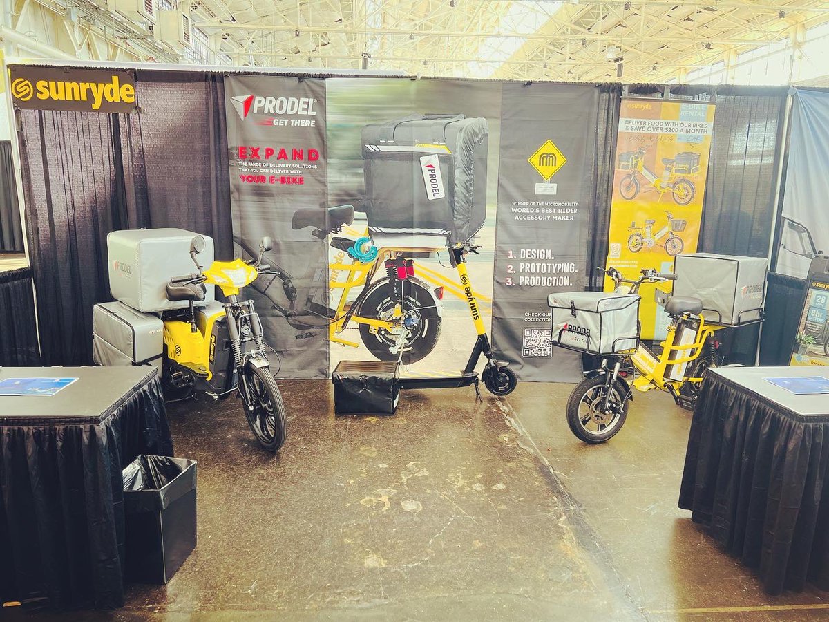 SunrydeMobility's tweet photo. It was a great and productive week at North American @MicromobilityCo Industries Event in San Francisco! 

#fooddelivery #deliveryrider #sustainability #bestebikes #deliveryrider #ebikecommute #deliveryriders #fooddelivery #couriers #pedalassist #ebikes https://t.co/nI6H1nLWeB