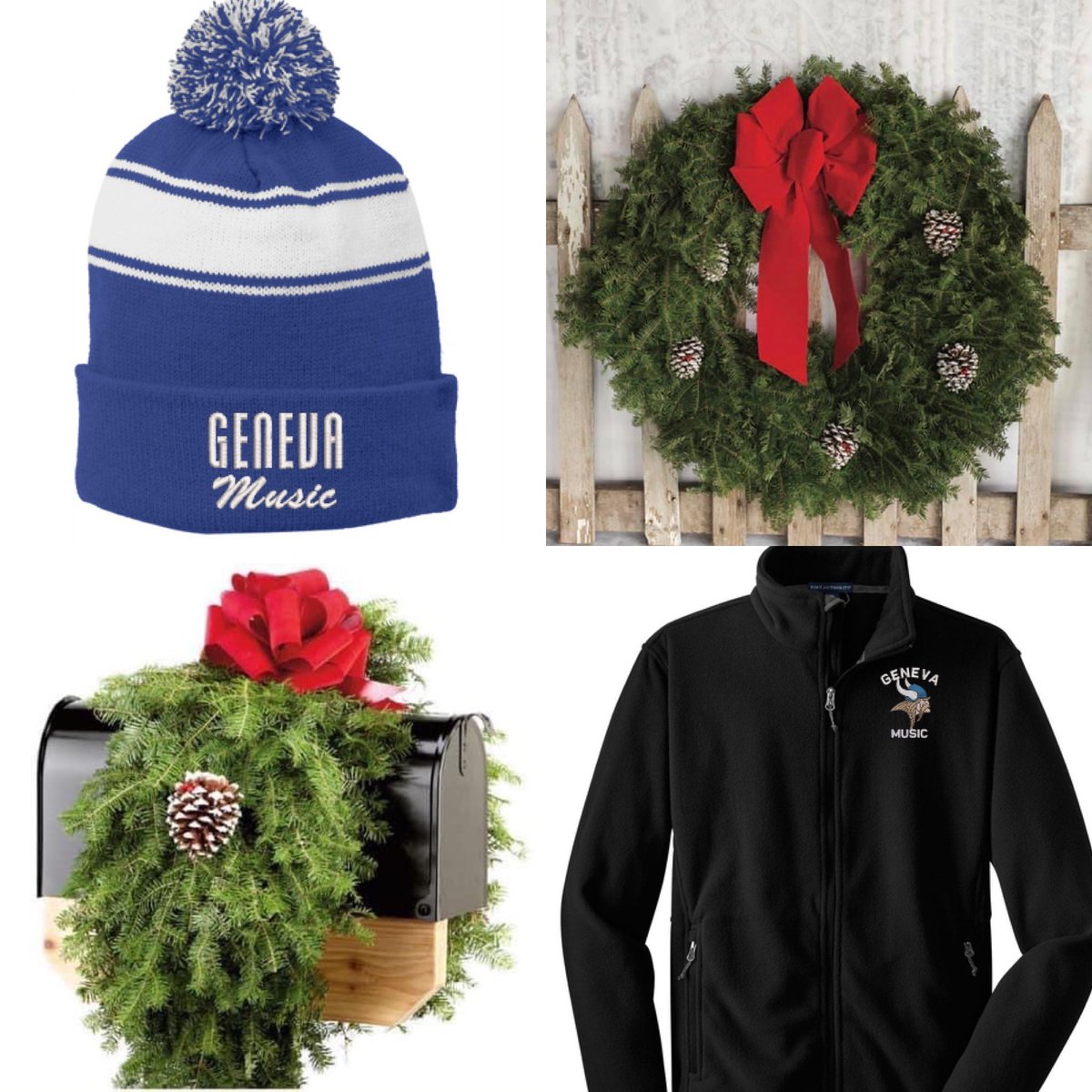 Holiday gifts and decor are up for sale! Don’t miss your chance to buy Music Spiritwear or Holiday Greenery and benefit music throughout Geneva Schools! 
Greenery: genevamusicboosters.org
Spiritwear: genevamusic23.itemorder.com/shop/sale/