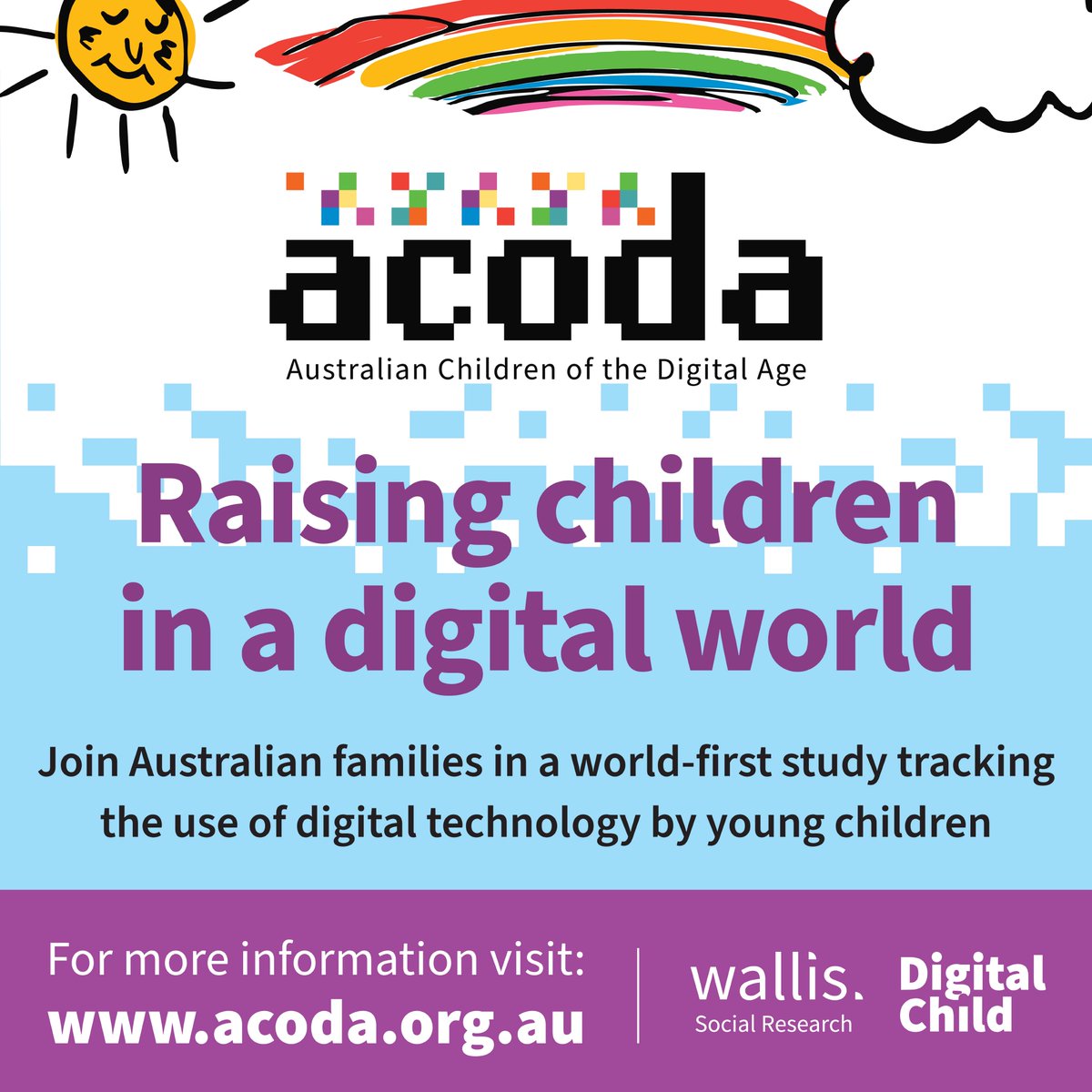 We've officially launched our national study on young children's engagement with #digitaltechnologies! 

The #ACODA longitudinal study is a world-first look at how digital technologies are changing #childhood as we know it 

digitalchild.org.au/news/national-…