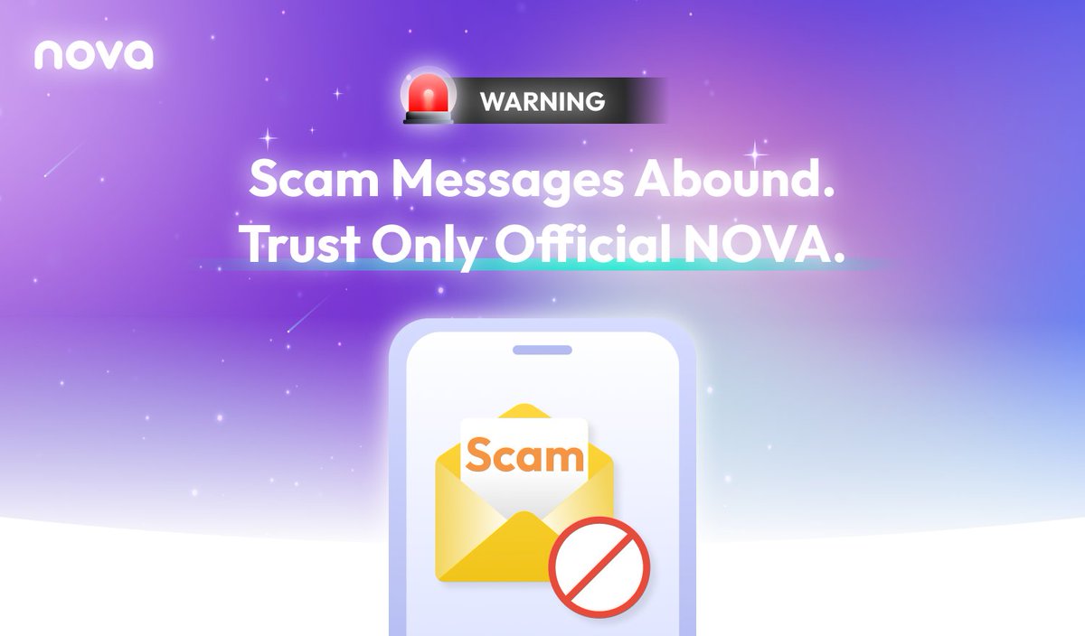 Nova Network (@nova_network_) on Twitter photo π¨ Beware of scam messages circulating out there. It's important to remember that NOVA will never send private messages through social media pages to promote airdrop events or withdrawal information.
π« Scam email: Nova-Teams@outlook.com
β
Official email: nfo@novanetwork.one π¨ Beware of scam messages circulating out there. It's important to remember that NOVA will never send private messages through social media pages to promote airdrop events or withdrawal information.
π« Scam email: Nova-Teams@outlook.com
β
Official email: nfo@novanetwork.one