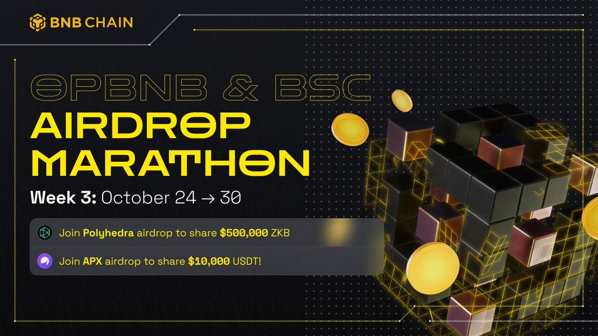 🚀 Get ready for Week 3 of the #BNBChainAirdrop Marathon! 🔥 The excitement continues with two projects joining the journey, @PolyhedraZK and @ApolloX_Finance. Don't miss out on this incredible opportunity to be part of the action. dappbay.bnbchain.org/campaign/bnb-c…