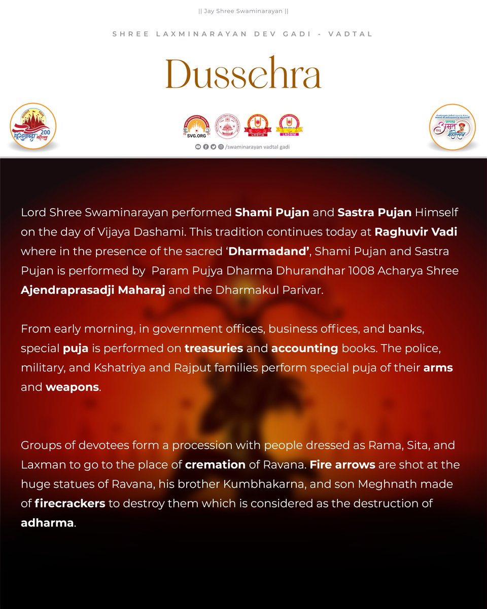 officiallndym's tweet photo. Today is Dussehra (Vijaya Dashami)
•
•
•
•
#Swaminarayan #LNDYM #Dharmakul #HariKrishnaMaharaj #Vadtal #VadtalGadi #LNDev #NNDev #VadtalMandir #DharmakulAashrit #LaljiMaharaj #BhaviAcharya #Acharya #Maharajshree #VadtalDham #Acharya75 #AmrutMahotsav2024 #Vadtal200 #LNDev200 https://t.co/dhL1k0gVdR