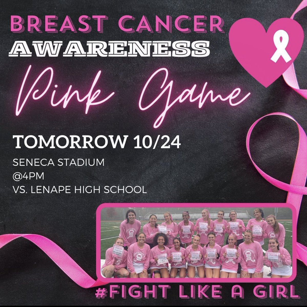 Come out tomorrow to support as we play for Breast Cancer Awareness 💓