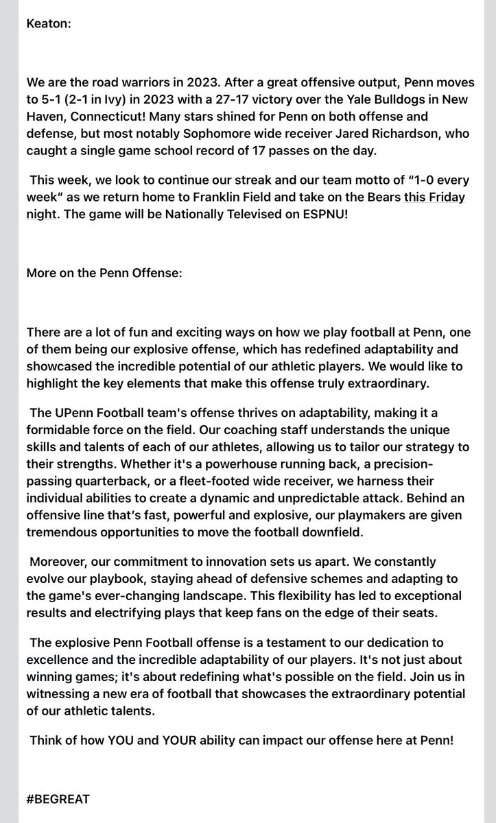 keaton_trane's tweet photo. Thankful for the interest from @PennFB and for them reaching out! https://t.co/fiim1u4Xdj