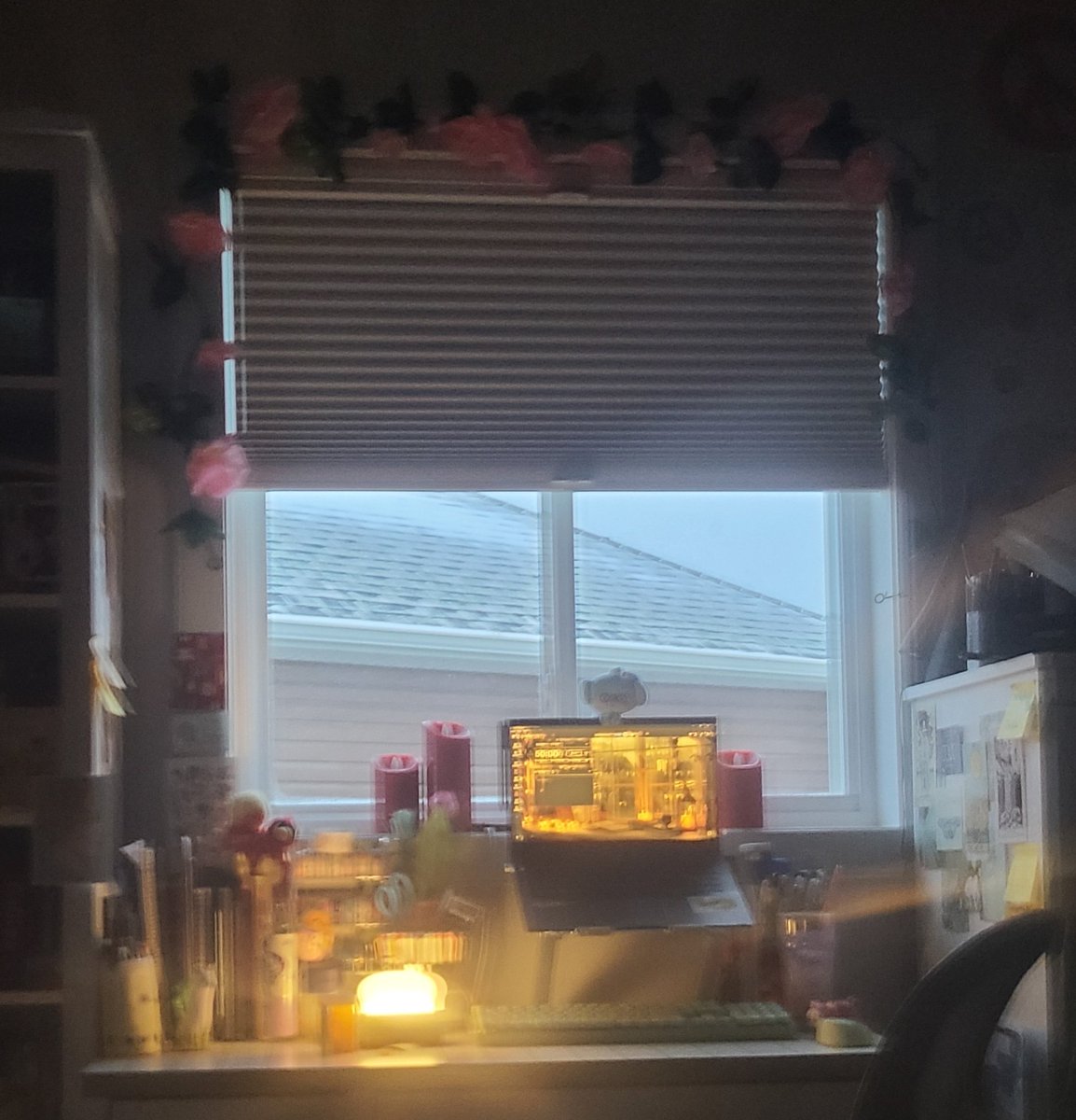 papyrusdream's tweet photo. first real real snow of the coming winter!! ft. my study space https://t.co/pdReVQ0eUR