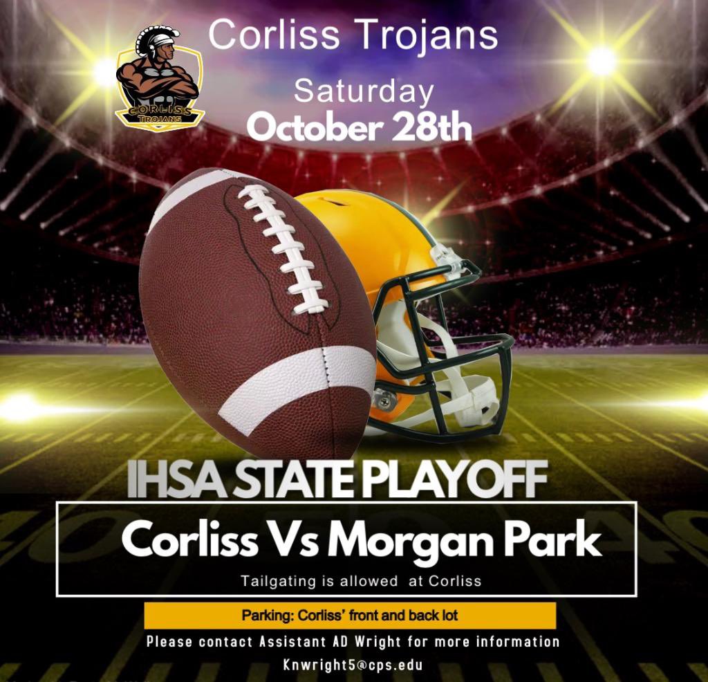 🚨🚨🚨🚨‼️‼️📞Calling you all to come out this Saturday to support our football team as we make our back to back appearance in the IHSA State Playoffs! We will be playing Morgan Park at 2:30pm. 🟡⚫️🟡⚫️🟡⚫️🟡⚫️🟡