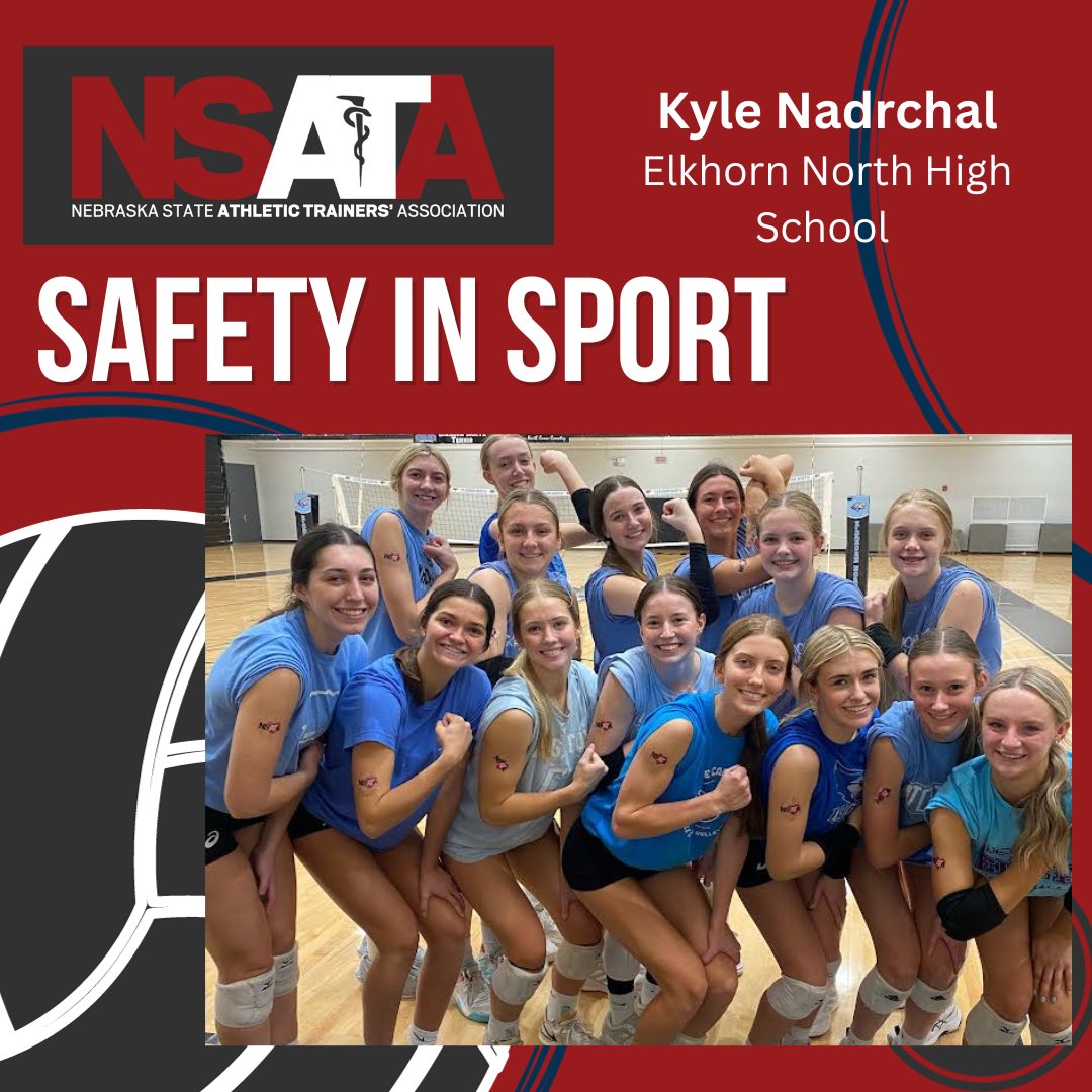 NSATA's tweet image. Throughout the last few weeks, ATs around the state have been participating in the NSATAs Safety in Sport Campaign. They were all given temporary tattoos for their volleyball athletes to wear during a game to promote Safety in Sport by having an AT.#SafetyinSport #SIS2023 #AT4All