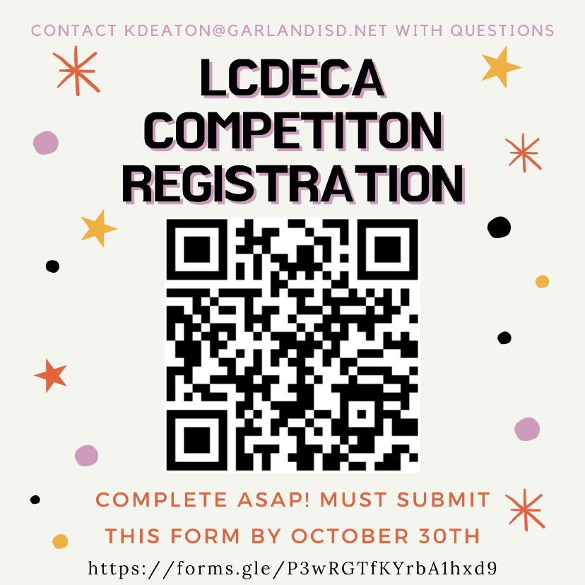If you plan on joining us for competition this year (which is highly recommended), you MUST fill out this registration form by Monday, October 30th!