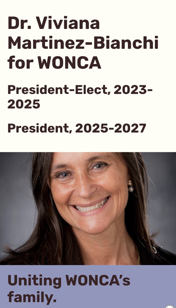Congratulations to our own <a href="/aafp/">AAFP</a> <a href="/vivimbmd/">Viviana Martinez Bianchi</a> on becoming the 2023-25 <a href="/WoncaWorld/">WONCA</a> president elect!!