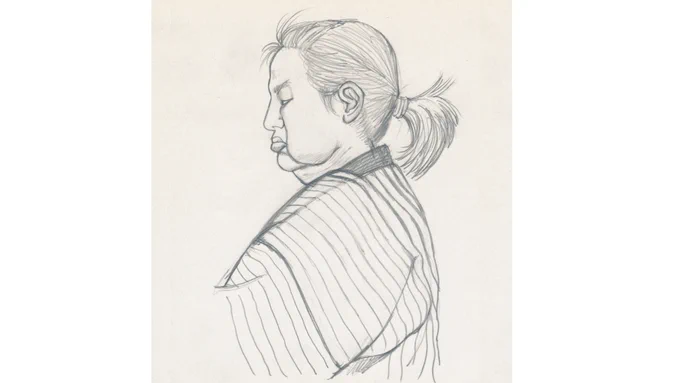 横向いている時の縞模様の袖がどうしても描けないので、いたしかたなく自撮りしたら、自分の顔が凄い凶相だったので20年ぶりくらいに人体クロッキーした。ブル連隊長のような頬肉を描きたかったんだけど、これが自分だと思うと辛いものがある… 